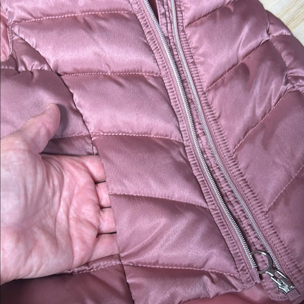 Pink Puffer Vest with Faux Fur Hood - Picture 8 of 8